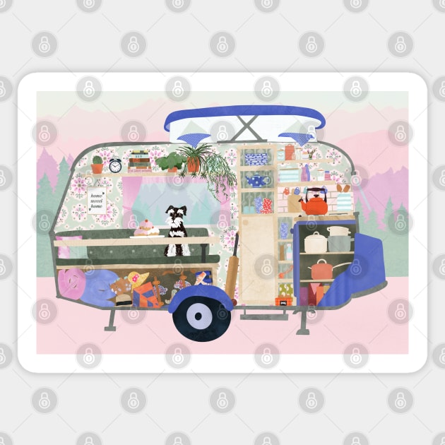 Cosy vintage caravan interior Sticker by NattyDesigns